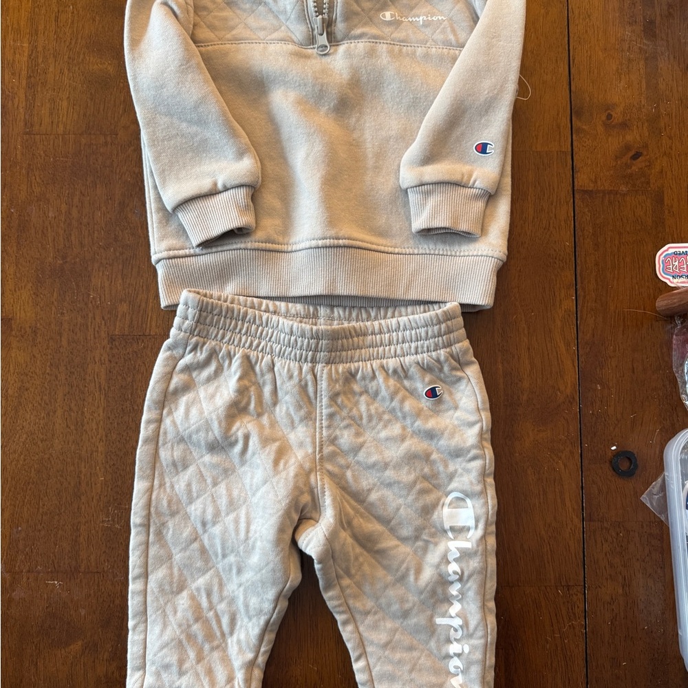 Champion Kids Tan Sweatpants Jogger Set 12 months beige gender neutral free ship